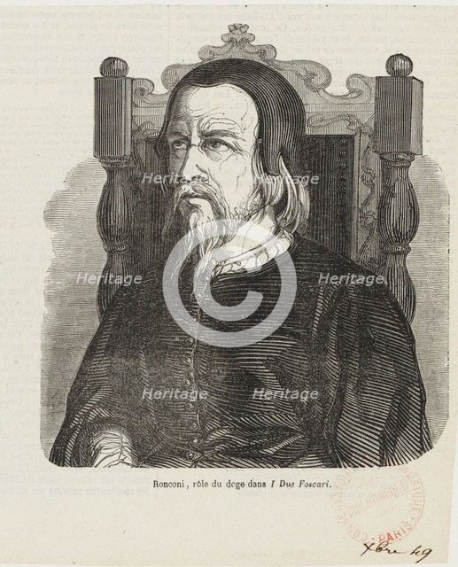 Giorgio Ronconi as Doge in Opera I due Foscari by Giuseppe Verdi, 1849.