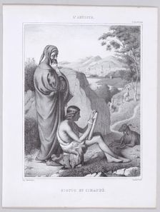 Giotto and Cimabue, from "L'Artiste", July 7, 1844. Creator: Armand Tranquille Vastine