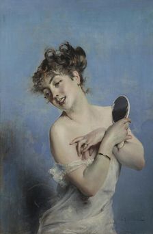 Giovane donna in déshabillé (La toilette), c. 1880. Creator: Boldini, Giovanni (1842-1931)