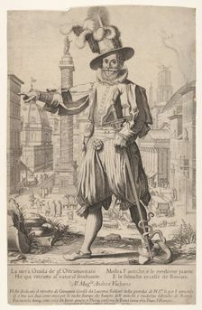 Giovanni Alto (Johann Alten, Ioannes Altus) standing on the Quirinal Hill in Rome, with hi..., 1613. Creator: Francesco Villamena