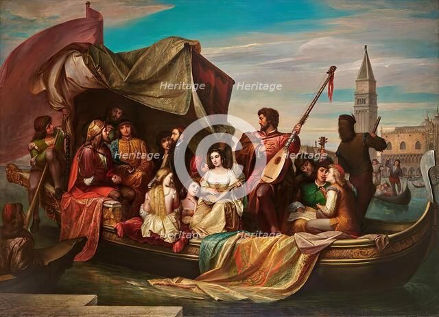 Giovanni Bellini and Albrecht Dürer are celebrated by Venetian artists, 1856. Creator: Jacopo de Andrea.