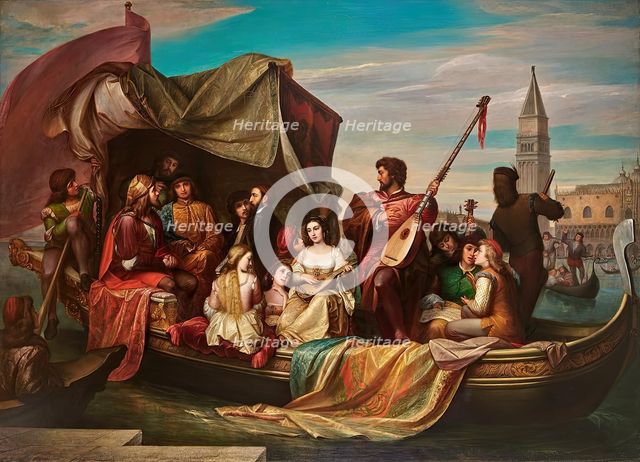 Giovanni Bellini and Albrecht Dürer are celebrated by Venetian artists, 1856. Creator: Jacopo de Andrea.