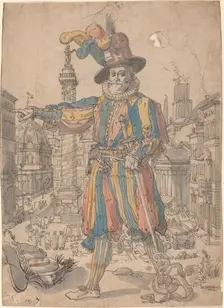 Giovanni Grosso of the Swiss Guards Standing before a View of Rome