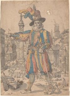 Giovanni Grosso of the Swiss Guards Standing before a View of Rome