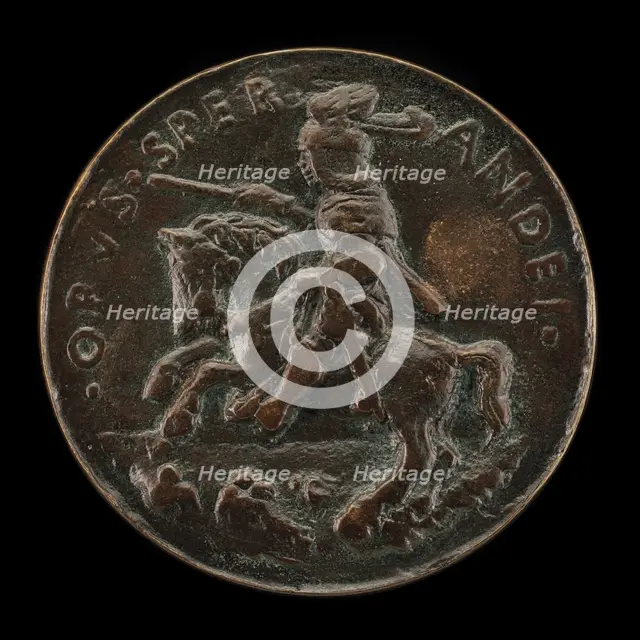 Giovanni II Bentivoglio Mounted in Armor with Captain's Baton [reverse]. Creator: Sperandio Savelli.