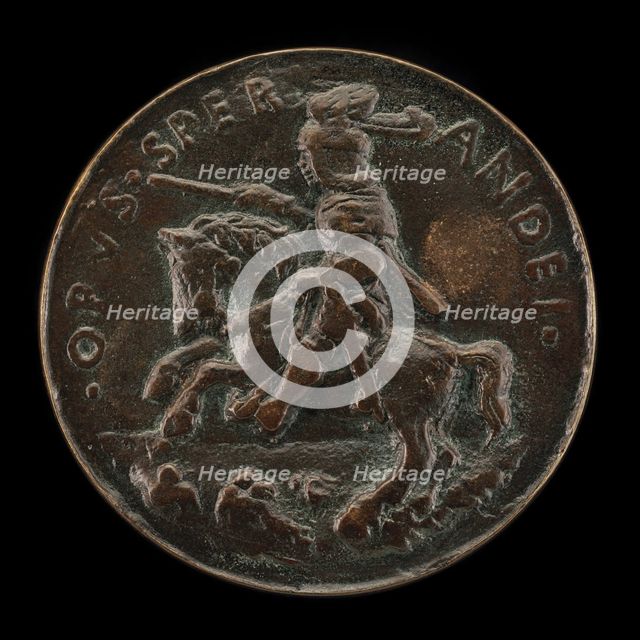 Giovanni II Bentivoglio Mounted in Armor with Captain's Baton [reverse]. Creator: Sperandio Savelli.