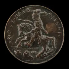 Giovanni II Bentivoglio Mounted in Armor with Captain's Baton [reverse]. Creator: Sperandio Savelli
