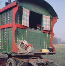 Gipsy caravan belonging to the Vincent family, Charlwood, Newdigate area, Surrey, 1964
