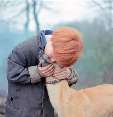 Gipsy boy with a dog, Charlwood, Newdigate area, Surrey, 1964