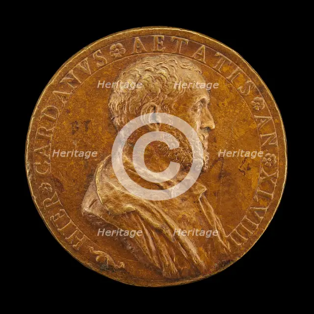 Girolamo Cardano, 1501-1576, Physician and Philosopher of Pavia [obverse], c. 1550. Creator: Leone Leoni.