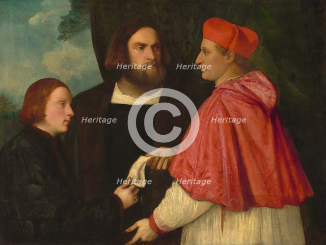 Girolamo and Cardinal Marco Corner Investing Marco, Abbot of Carrara, with His Benefice, c1520/1525. Creator: Anon.