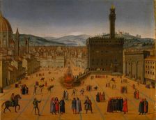 Girolamo Savonarola's execution on the Piazza della Signoria in Florence in 1498, Early 17th cen.. Creator: Anonymous