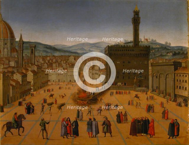 Girolamo Savonarola's execution on the Piazza della Signoria in Florence in 1498, Early 17th cen.. Creator: Anonymous.