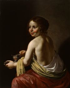 Girl Teasing a Cat, c1630. Creator: Jan van Bijlert
