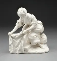 Girl Washing Clothes, Sèvres, 1755/60. Creator: Sèvres Porcelain Manufactory