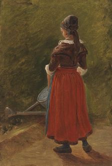 Girl watering flowers, exercise, c1854. Creator: Werner Holmberg