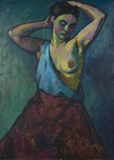 Girl wearing red skirt, 1910. Creator: Erbslöh, Adolf (1881-1947)