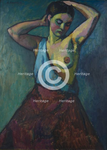Girl wearing red skirt, 1910. Creator: Erbslöh, Adolf (1881-1947).