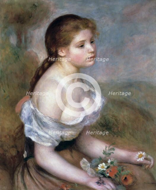 'Girl wih Flowers', c1900. Artist: Pierre-Auguste Renoir