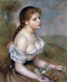 Girl wih Flowers c1900. Artist: Pierre-Auguste Renoir