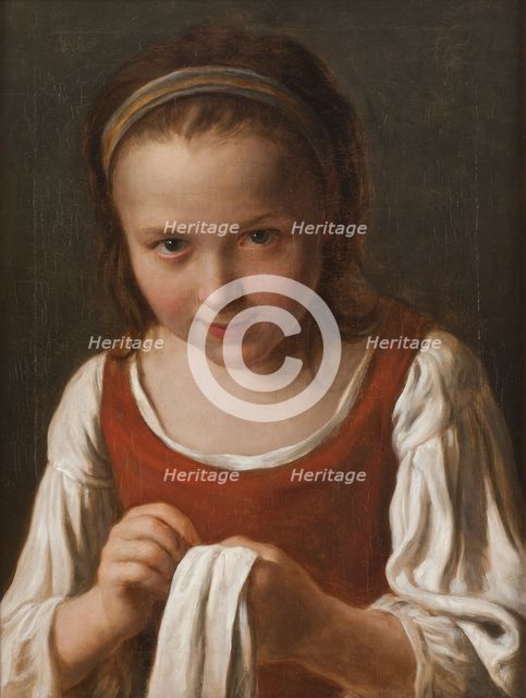 Girl with Needle-work, mid-18th century. Creator: Pietro Rotari.