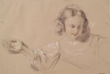 Girl with Outstretched Arm - Study for Dick Whittington and His Cat, c1836. Creator: William Allan