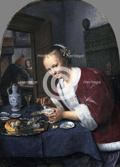 Girl with oysters. Artist: Steen, Jan Havicksz (1626-1679)