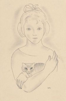 Girl with a cat, around 1927-1928. Creator: Mikulas Galanda