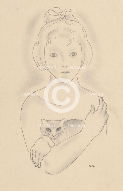 Girl with a cat, around 1927-1928. Creator: Mikulas Galanda.