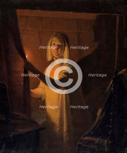 Girl with a candle, 1845. Creator: Johan Gustaf Sandberg.