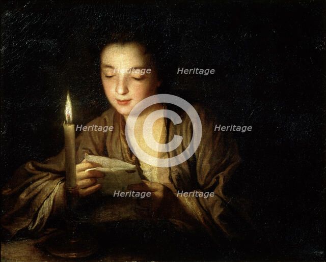 'Girl with a Candle', late 17th or early 18th century.  Artist: Jean-Baptiste Santerre