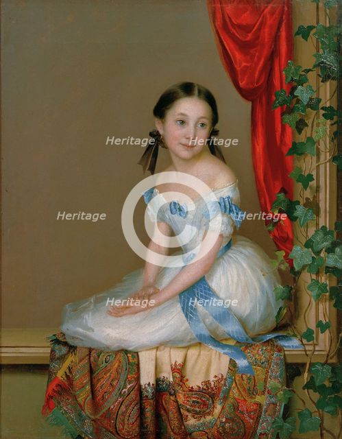 Girl with a cashmere scarf (Portrait of Princess Abamelek-Lazareva), after 1839. Artist: Schwede, Robert (1806-1871)