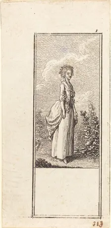 Girl with a Crown of Flowers, 1784. Creator: Daniel Nikolaus Chodowiecki