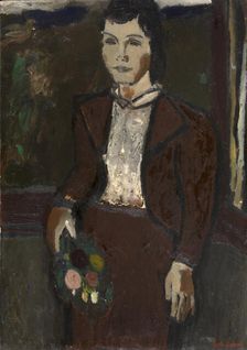 Girl with a Bouquet, 1938. Creator: Gustave De Smet