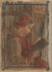 Girl with a book, 1905-1910. Creator: Jozef Hanula