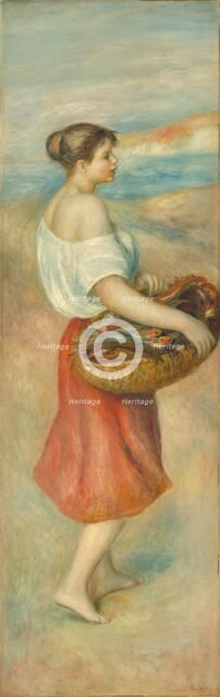 Girl with a Basket of Fish, c. 1889. Creator: Pierre-Auguste Renoir.