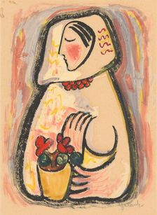Girl with a basket of flowers, 1937-1938. Creator: Mikulas Galanda