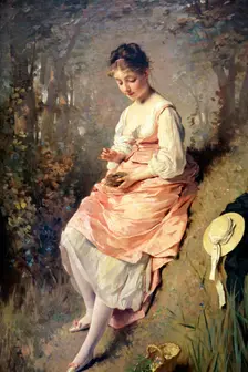 Girl with a Birds Nest late 1860s. Artist: Charles Chaplin