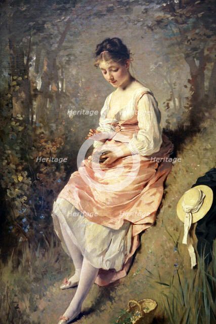 'Girl with a Birds Nest', late 1860s. Artist: Charles Chaplin