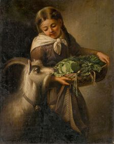 Girl with a Goat, 1860-1880. Creator: Irme Revesz