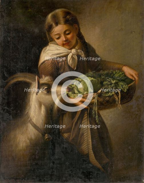 Girl with a Goat, 1860-1880. Creator: Irme Revesz.