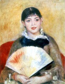 Girl with a fan 1881. Artist: Pierre-Auguste Renoir