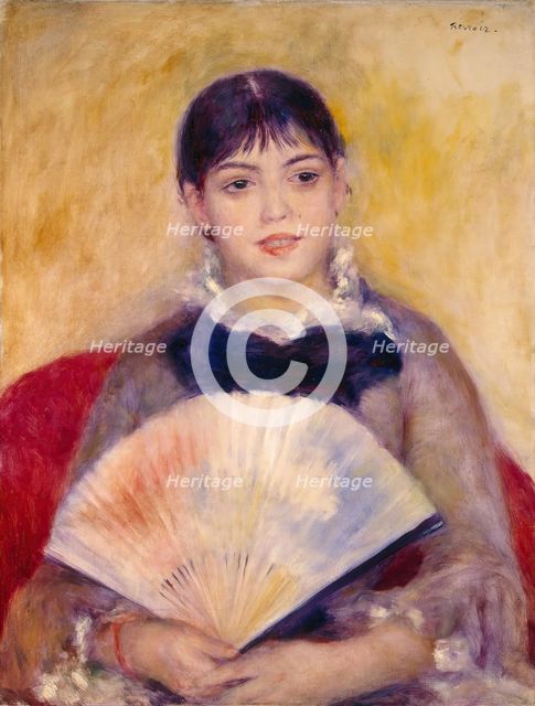Girl with a Fan, 1885. Creator: Pierre-Auguste Renoir.