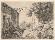 Girl with a Load of Hay, Outside of Thorbogen, 1817. Creator: Johann Christian Erhard