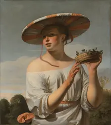 Girl with a Large Hat, 1645-1648. Artist: Everdingen, Caesar Boëtius van (1616-1678)