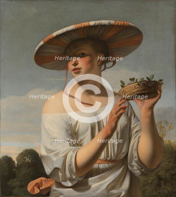 Girl with a Large Hat, 1645-1648. Artist: Everdingen, Caesar Boëtius van (1616-1678)