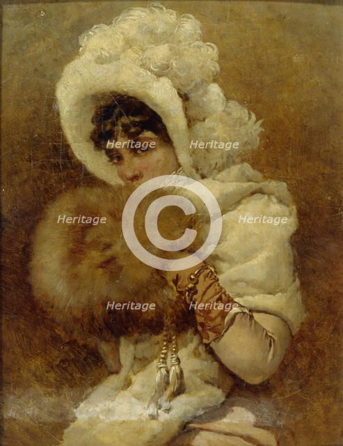 Girl with a Muff, 1884. Artist: Makovsky, Vladimir Yegorovich (1846-1920)