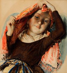 Girl with a scarf, c1847. Creator: Johann Baptist Reiter