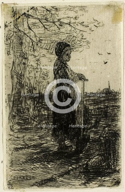 Girl with a Spade, 1873. Creator: Jozef Israels.