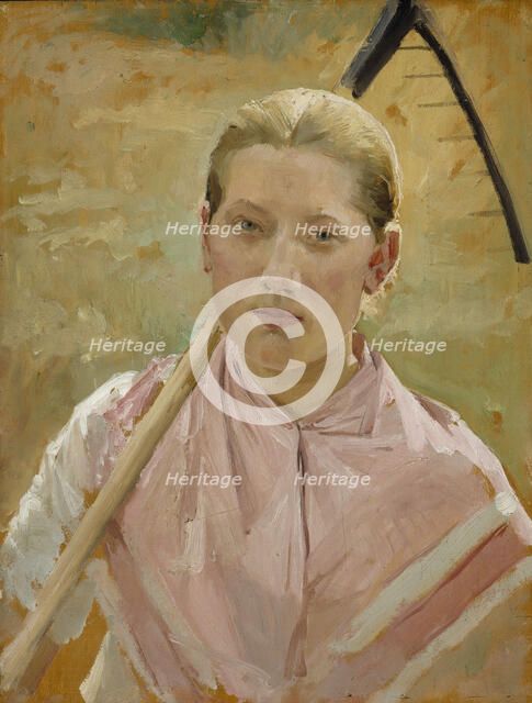 Girl with a Rake, Study for August, 1886. Creator: Albert Edelfelt.